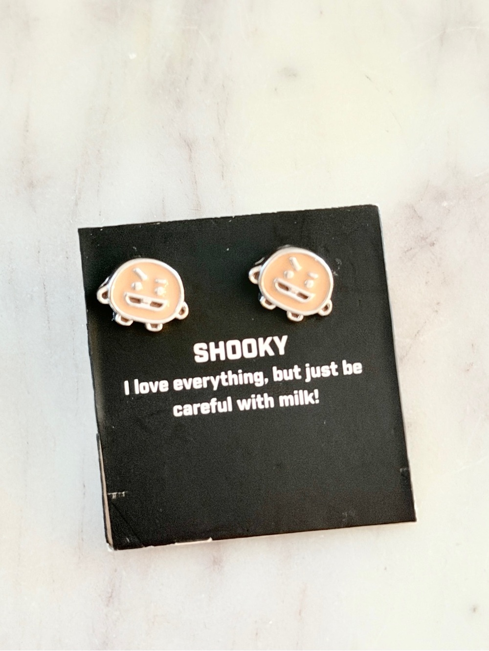 🍪 BTS BT21 Shooky Brown Cookie Enamel Stud Earrings 💜